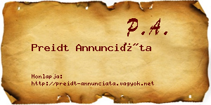 Preidt Annunciáta névjegykártya
